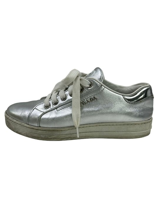 Prada Sneakers Silver Leather